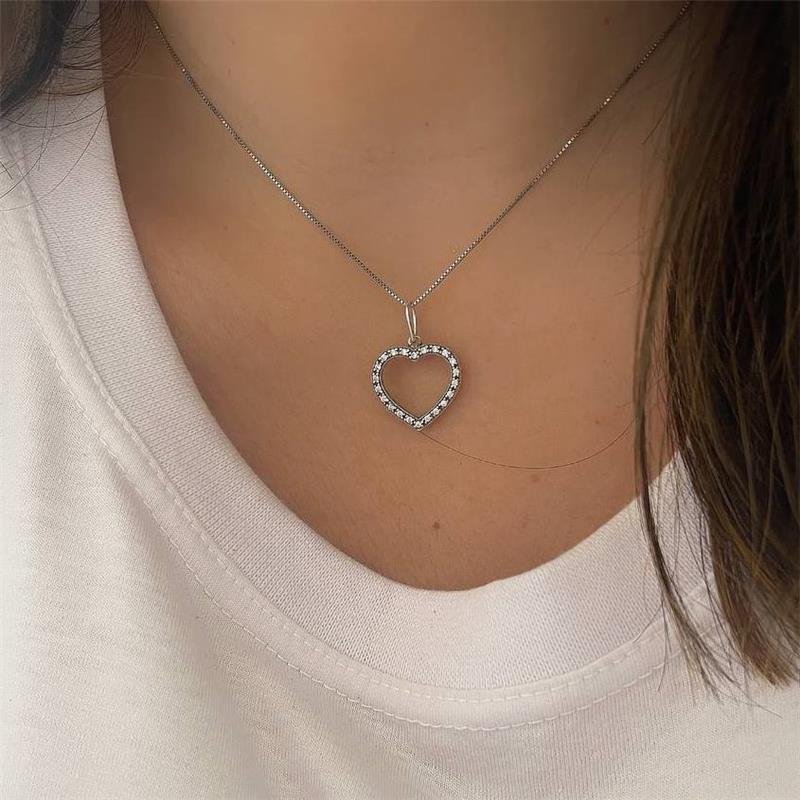 PINGENTE PRATA 925 CORAÇÃO COM PEDRA