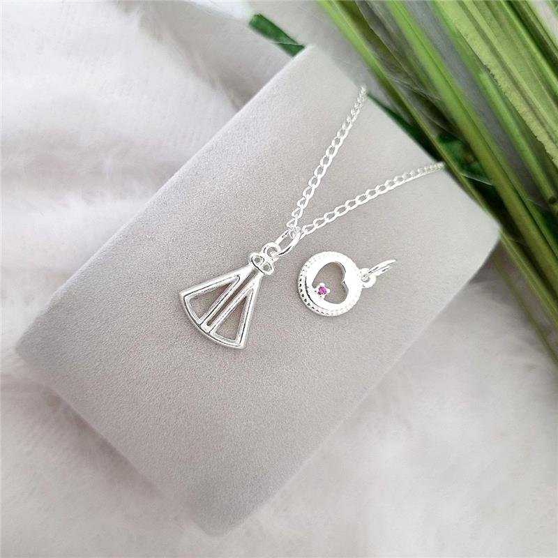 PINGENTE PRATA 925 CORAÇÃO PEDRA ROSA