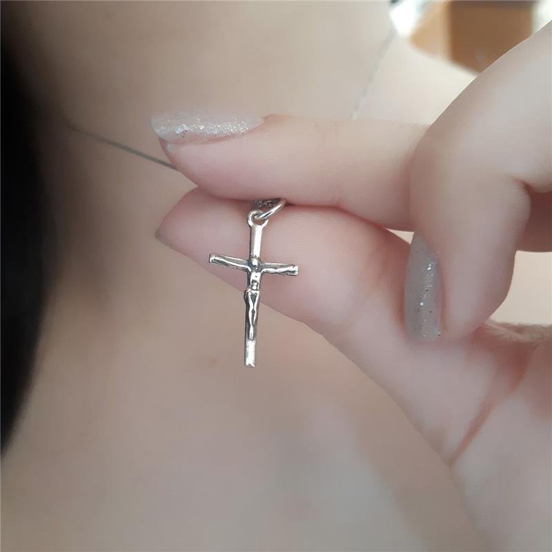 PINGENTE PRATA 925 CRUZ COM JESUS CRISTO RELIGIOSO
