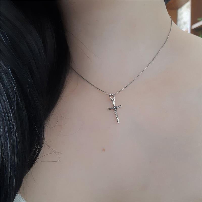 PINGENTE PRATA 925 CRUZ COM JESUS CRISTO RELIGIOSO