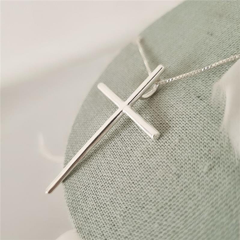 PINGENTE PRATA 925 CRUZ GRANDE LISA FINA