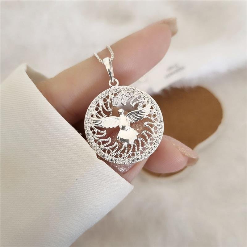 PINGENTE PRATA 925 ESPÍRITO SANTO FOGO CRAVEJADO