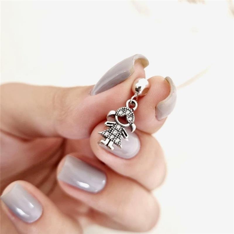 PINGENTE PRATA 925 FILHA MENINA BALI CRAVEJADO