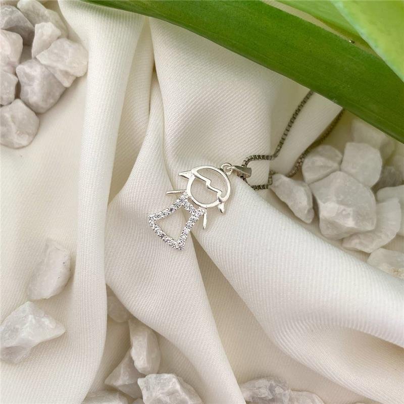 PINGENTE PRATA 925 FILHA MENINA COM PEDRA