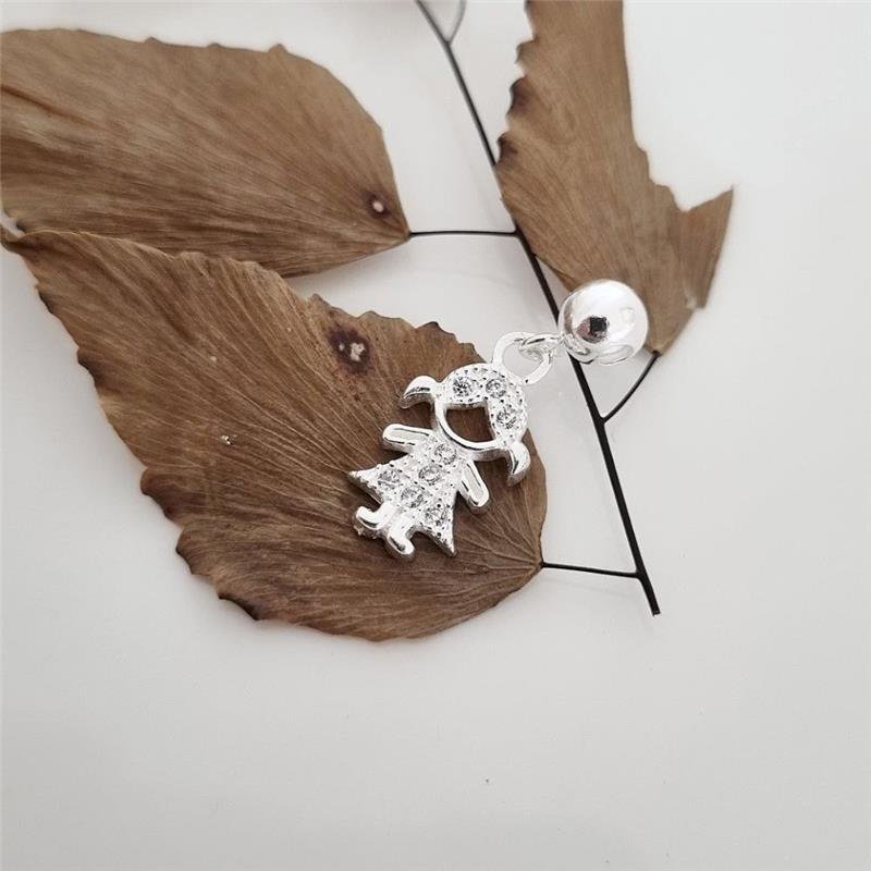 PINGENTE PRATA 925 FILHA MENINA CRAVEJADO