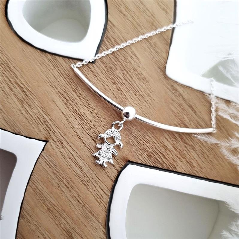 PINGENTE PRATA 925 FILHA MENINA CRAVEJADO