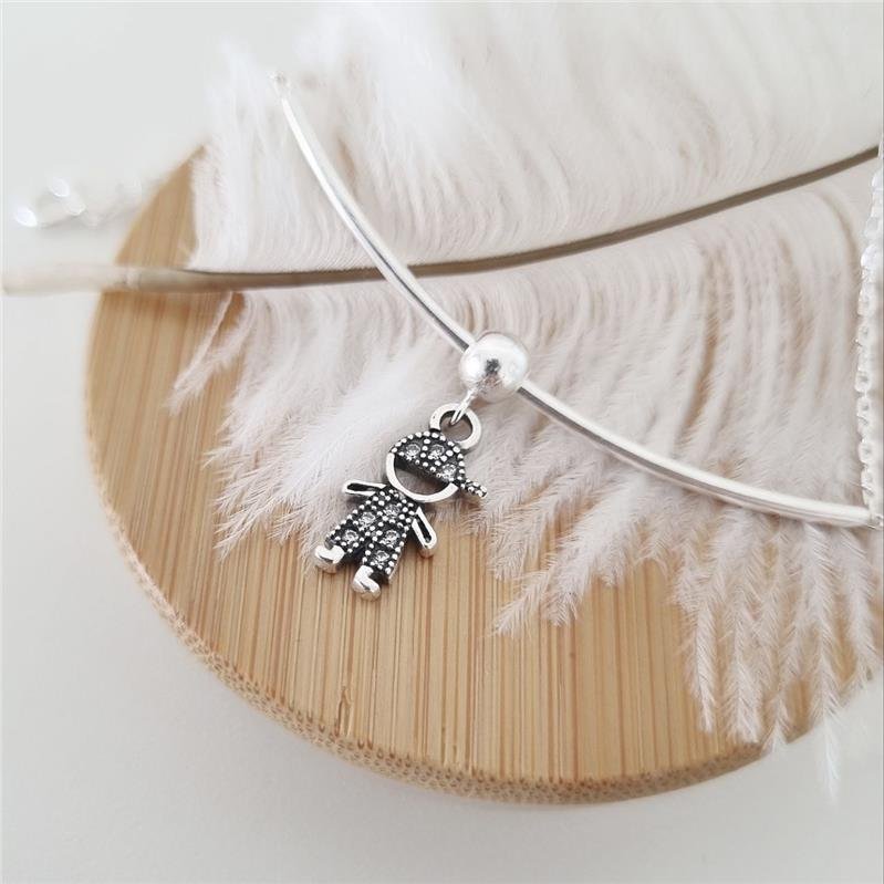 PINGENTE PRATA 925 FILHO MENINO BALI CRAVEJADO