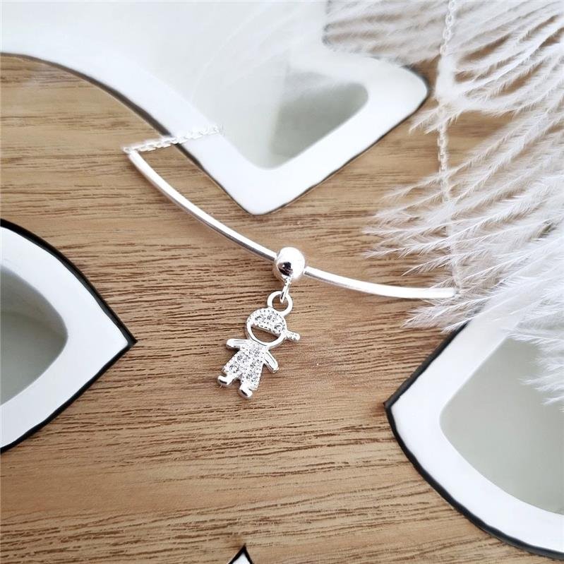 PINGENTE PRATA 925 FILHO MENINO CRAVEJADO