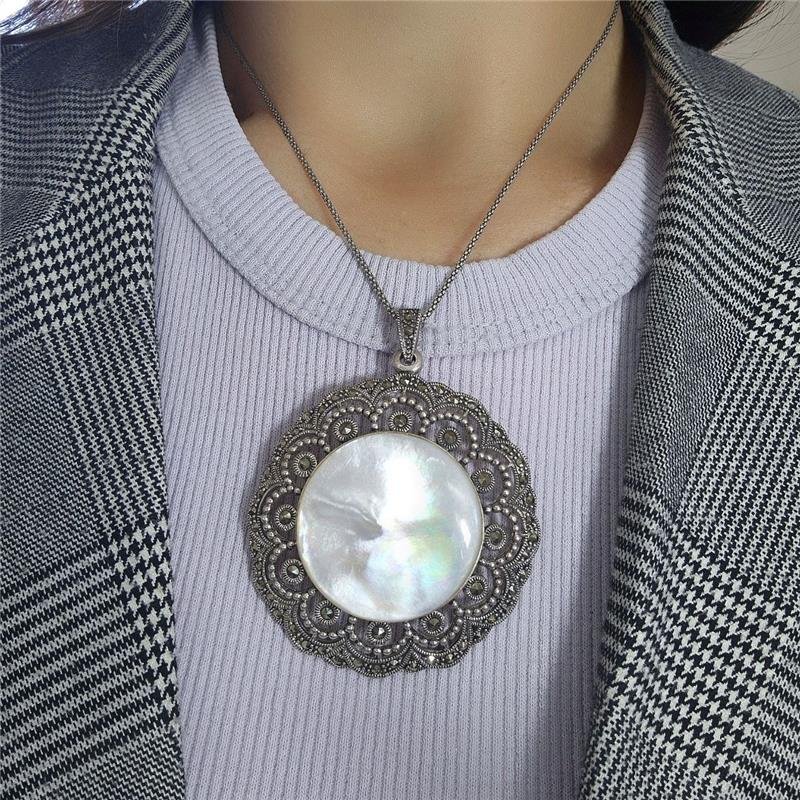 PINGENTE PRATA 925 FLOR MANDALA MADRE PÉROLA