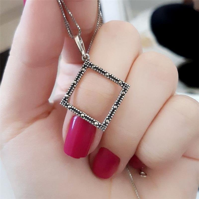 PINGENTE PRATA 925 GEOMÉTRICO LOSANGO