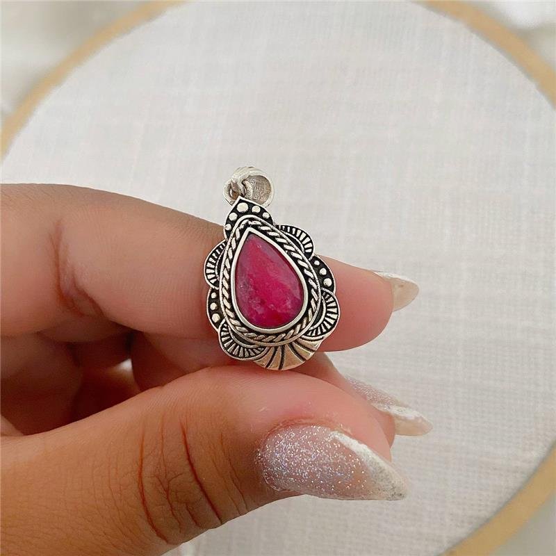 PINGENTE PRATA 925 GOTA DE PEDRA NATURAL