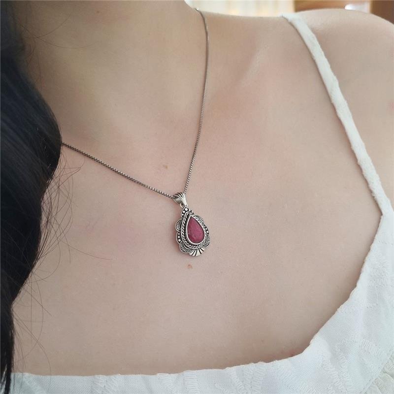 PINGENTE PRATA 925 GOTA DE PEDRA NATURAL