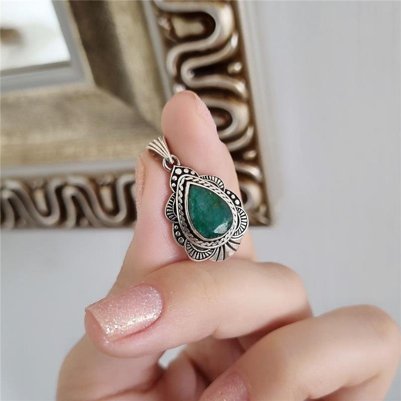 PINGENTE PRATA 925 GOTA DE PEDRA NATURAL