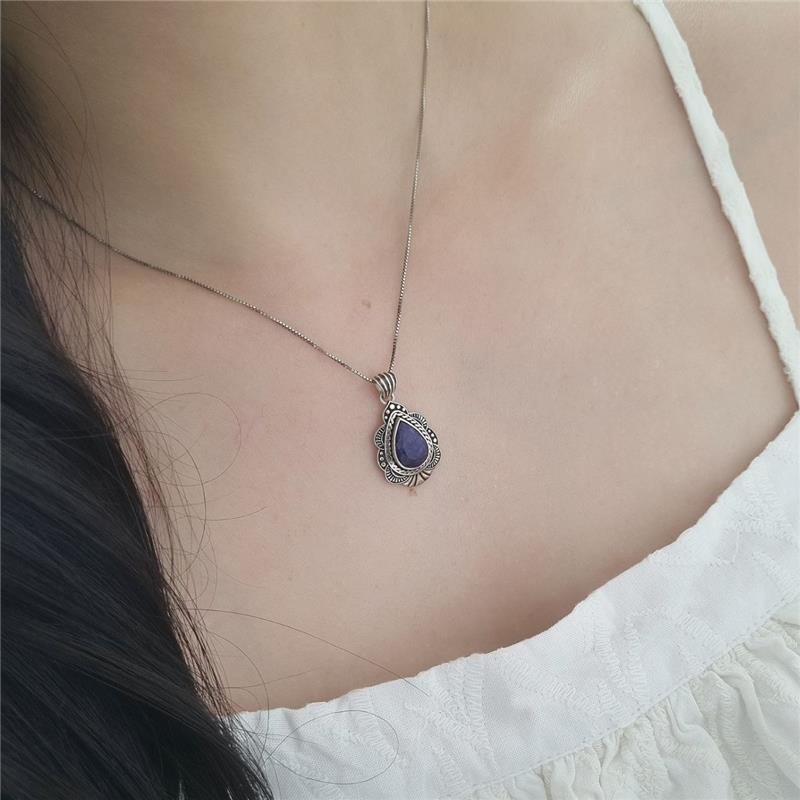 PINGENTE PRATA 925 GOTA DE PEDRA NATURAL