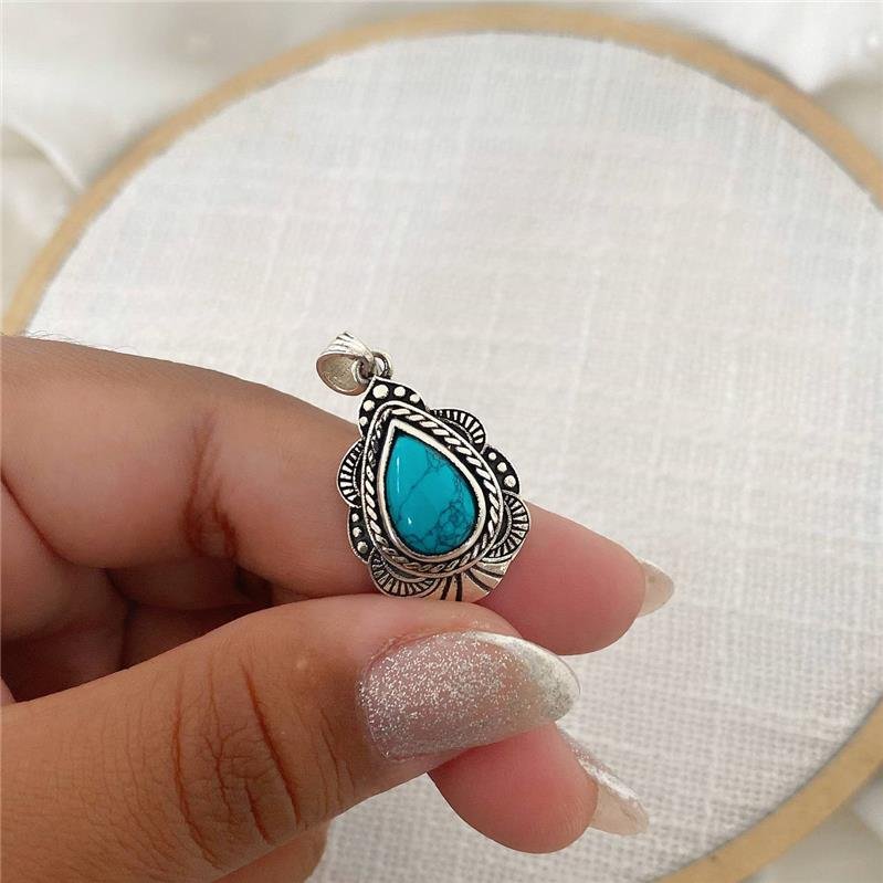 PINGENTE PRATA 925 GOTA DE PEDRA NATURAL