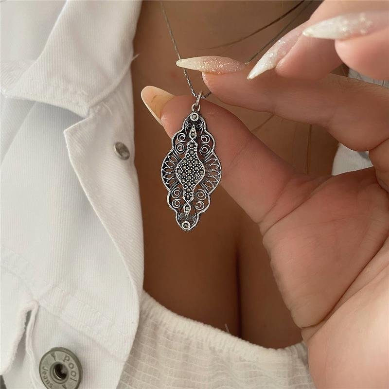 PINGENTE PRATA 925 GRANDE COM PEDRAS