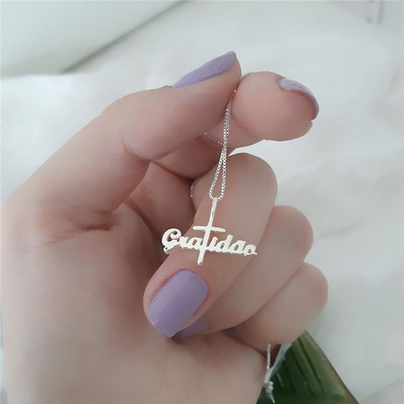 PINGENTE PRATA 925 GRATIDÃO COM CRUZ