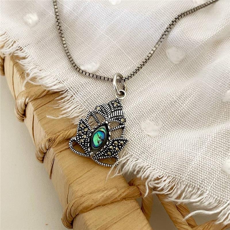 PINGENTE PRATA 925 LOTUS PEDRA NATURAL