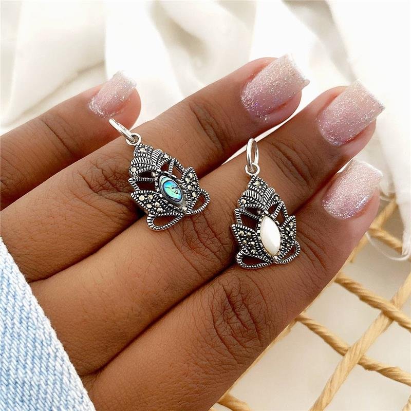 PINGENTE PRATA 925 LOTUS PEDRA NATURAL