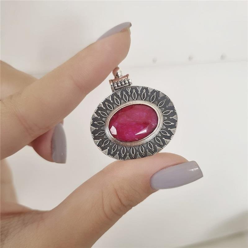 PINGENTE PRATA 925 LUXO OVAL BORDAS TRABALHADAS