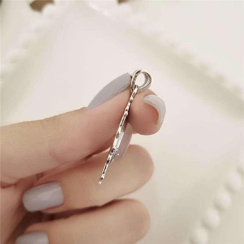 PINGENTE PRATA 925 LUXO OVAL FLOR QUARTZO ROSA