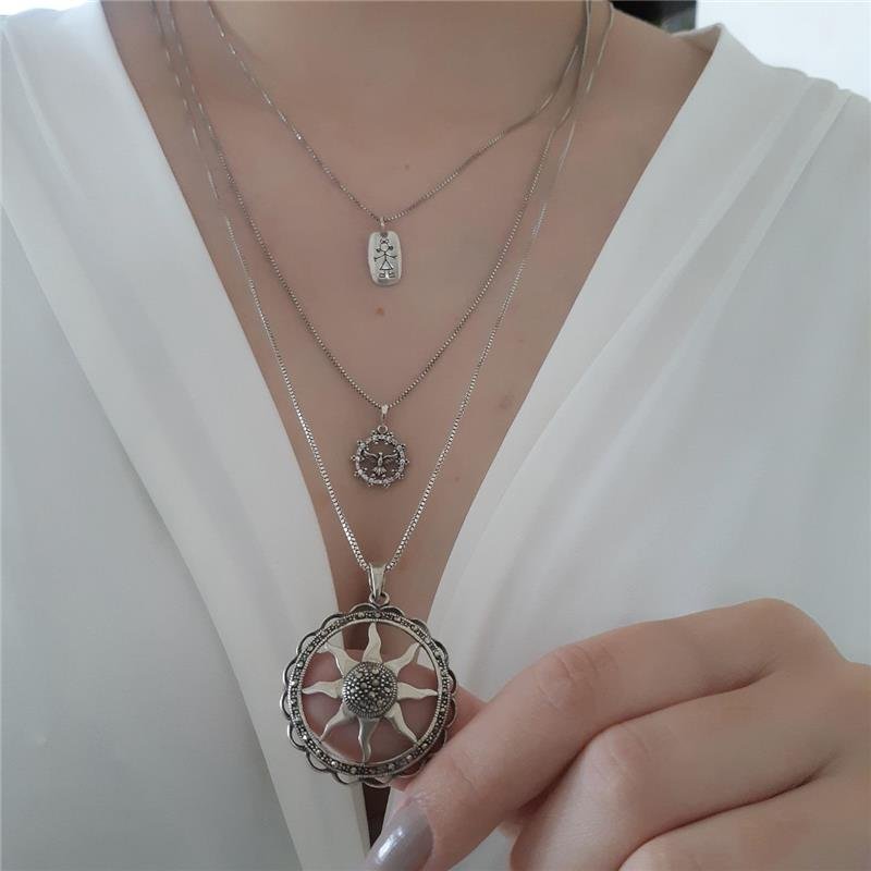 PINGENTE PRATA 925 MANDALA SOL COM MARCASSITA