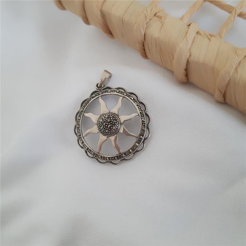 PINGENTE PRATA 925 MANDALA SOL COM MARCASSITA