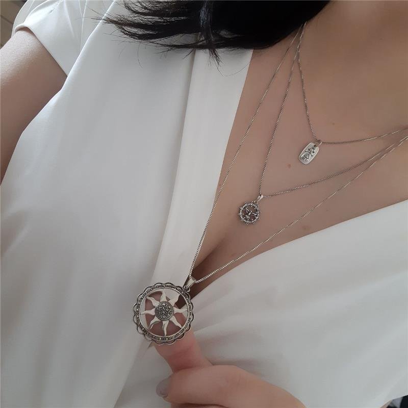 PINGENTE PRATA 925 MANDALA SOL COM MARCASSITA