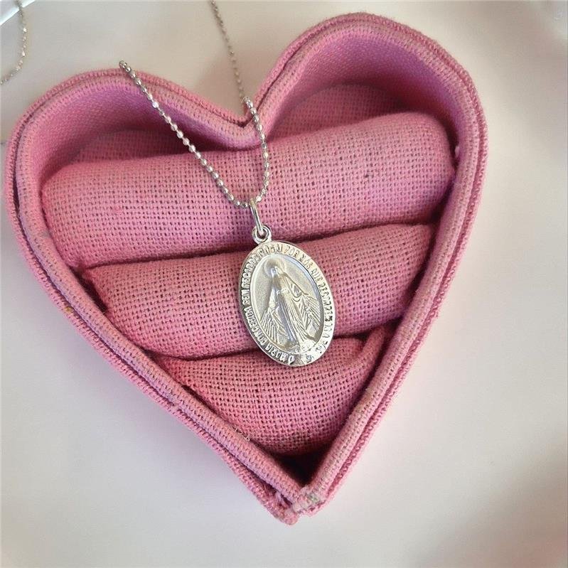 PINGENTE PRATA 925 MEDALHA GRANDE NOSSA SENHORA DAS GRAÇAS OVAL