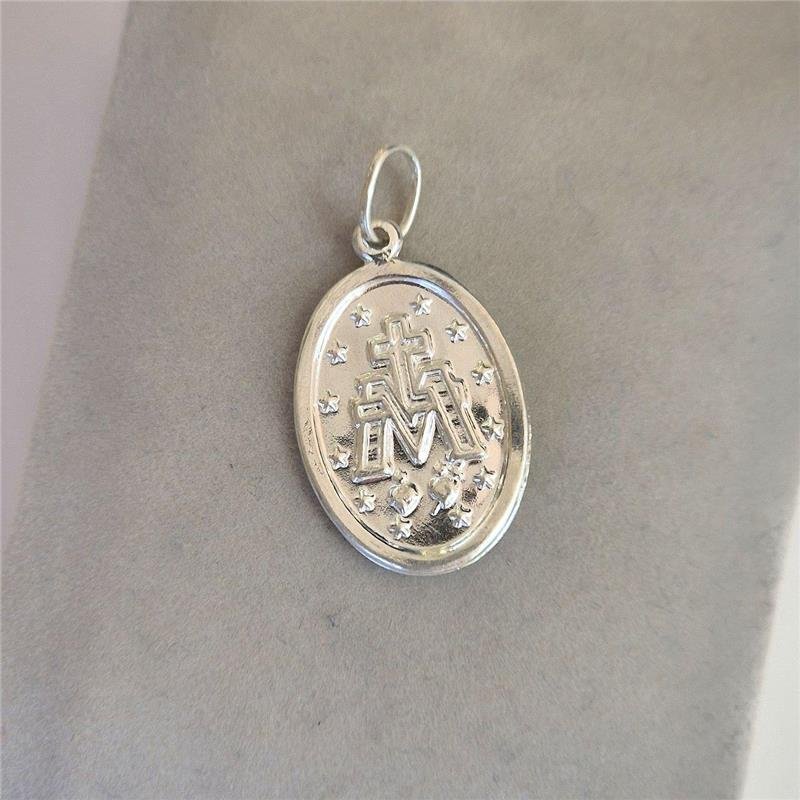 PINGENTE PRATA 925 MEDALHA GRANDE NOSSA SENHORA DAS GRAÇAS OVAL