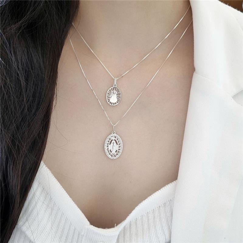 PINGENTE PRATA 925 MEDALHA NOSSA SENHORA APARECIDA