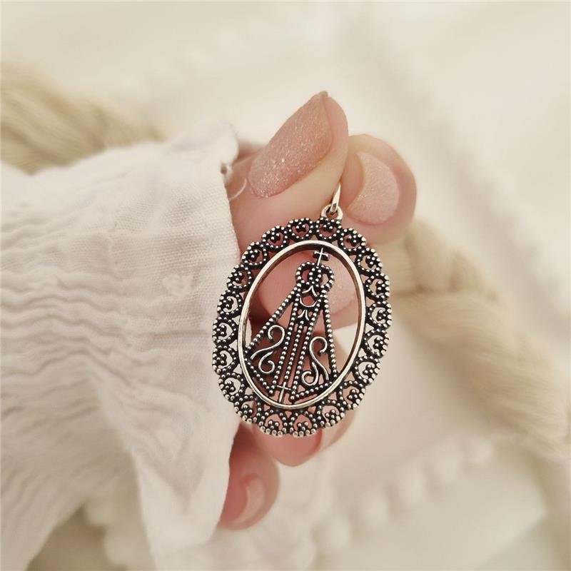 PINGENTE PRATA 925 MEDALHA NOSSA SENHORA APARECIDA