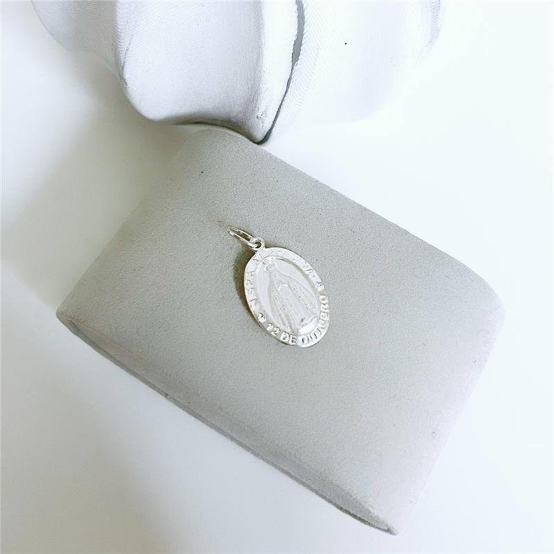PINGENTE PRATA 925 MEDALHA NOSSA SENHORA APARECIDA OVAL