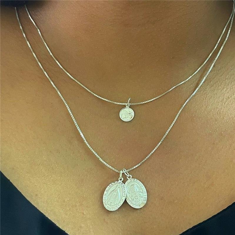 PINGENTE PRATA 925 MEDALHA NOSSA SENHORA APARECIDA OVAL