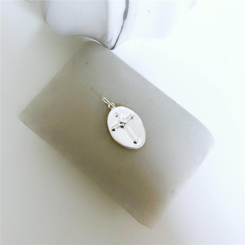 PINGENTE PRATA 925 MEDALHA NOSSA SENHORA APARECIDA OVAL