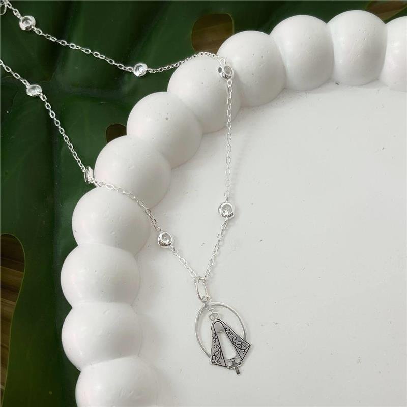 PINGENTE PRATA 925 MEDALHA NOSSA SENHORA APARECIDA VAZADA