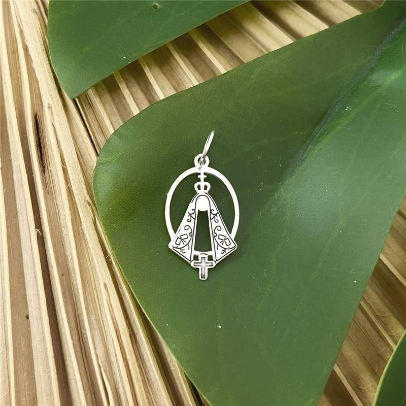 PINGENTE PRATA 925 MEDALHA NOSSA SENHORA APARECIDA VAZADA