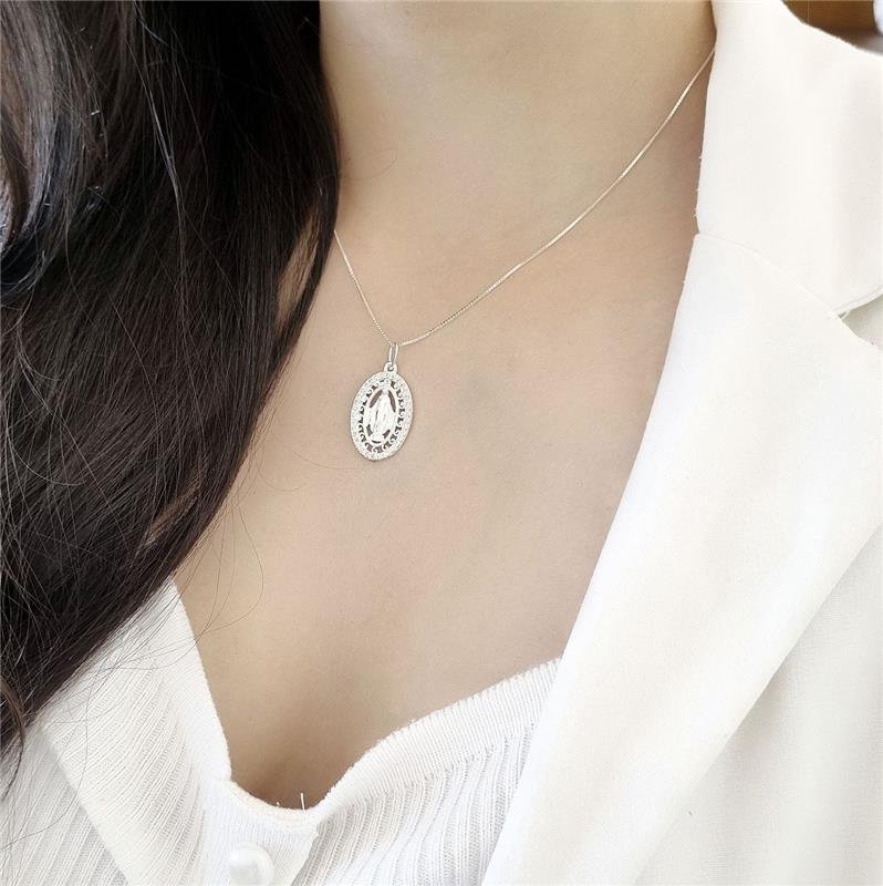 PINGENTE PRATA 925 MEDALHA NOSSA SENHORA DAS GRAÇAS