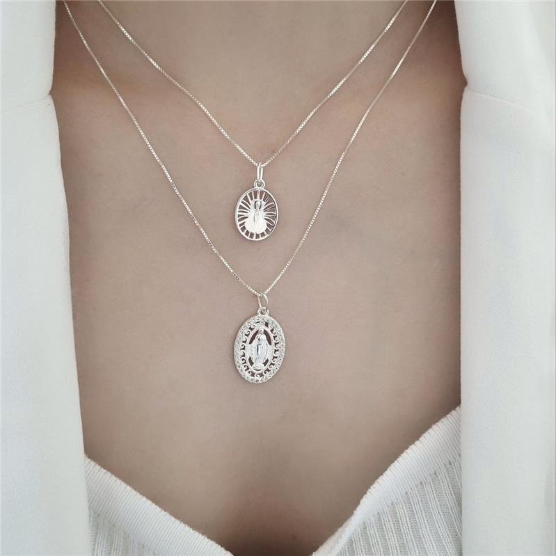 PINGENTE PRATA 925 MEDALHA NOSSA SENHORA DAS GRAÇAS
