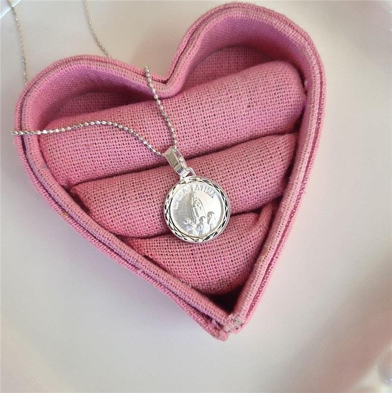 PINGENTE PRATA 925 MEDALHA NOSSA SENHORA DE FÁTIMA REDONDA