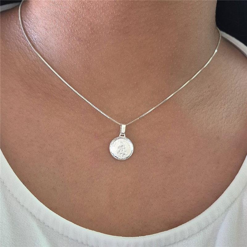 PINGENTE PRATA 925 MEDALHA NOSSA SENHORA DO CARMO REDONDA