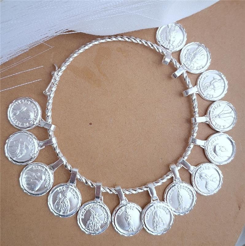 PINGENTE PRATA 925 MEDALHA REDONDA IRMÃ DULCE