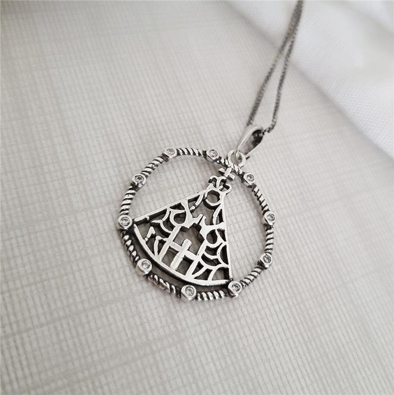 PINGENTE PRATA 925 MEDALHA REDONDA NOSSA SENHORA APARECIDA