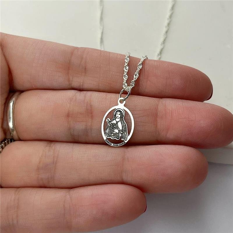 PINGENTE PRATA 925 MEDALHA SANTA TEREZINHA