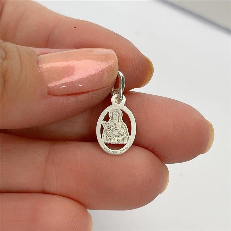 PINGENTE PRATA 925 MEDALHA SANTA TEREZINHA DO MENINO JESUS