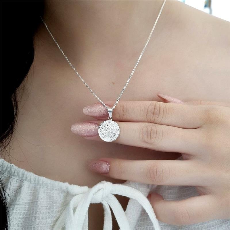 PINGENTE PRATA 925 MEDALHA SÃO BENTO 1,5 CM