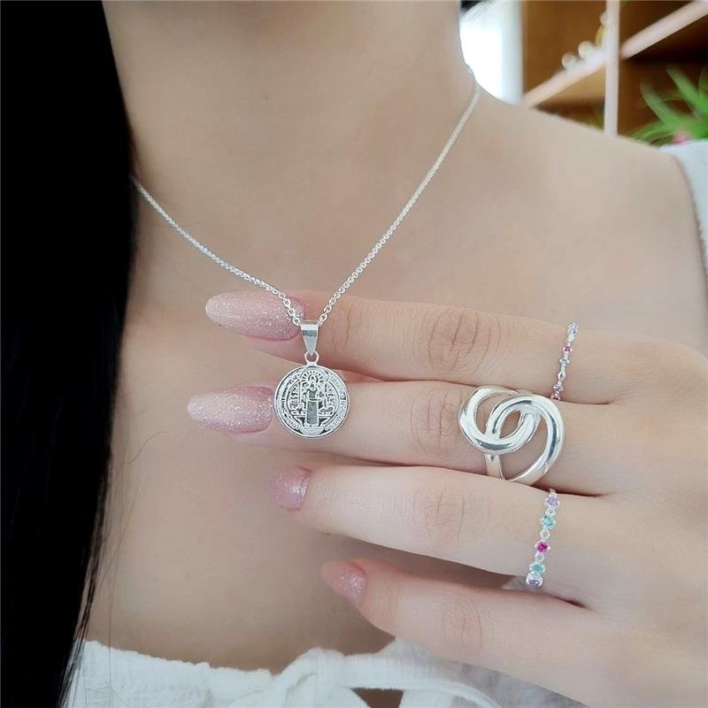 PINGENTE PRATA 925 MEDALHA SÃO BENTO 1,5 CM