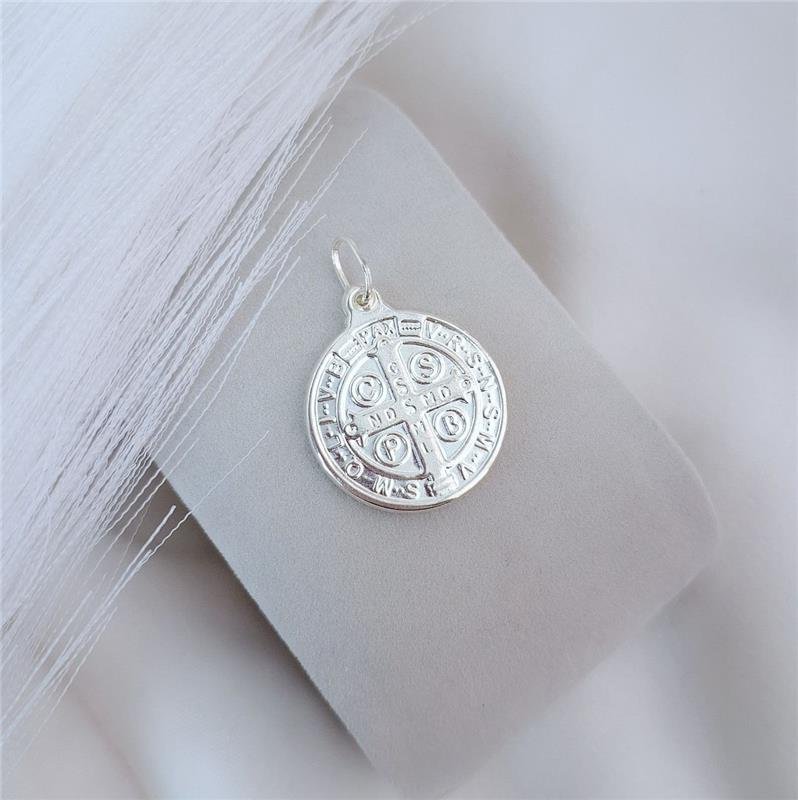 PINGENTE PRATA 925 MEDALHA SÃO BENTO 2,0 CM