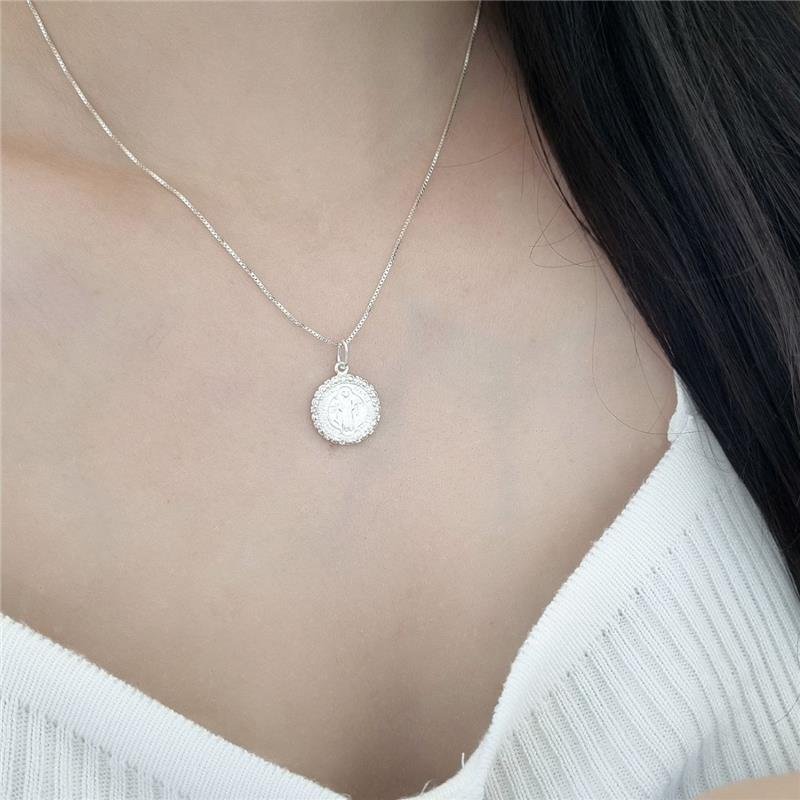 PINGENTE PRATA 925 MEDALHA SÃO BENTO CRAVEJADO