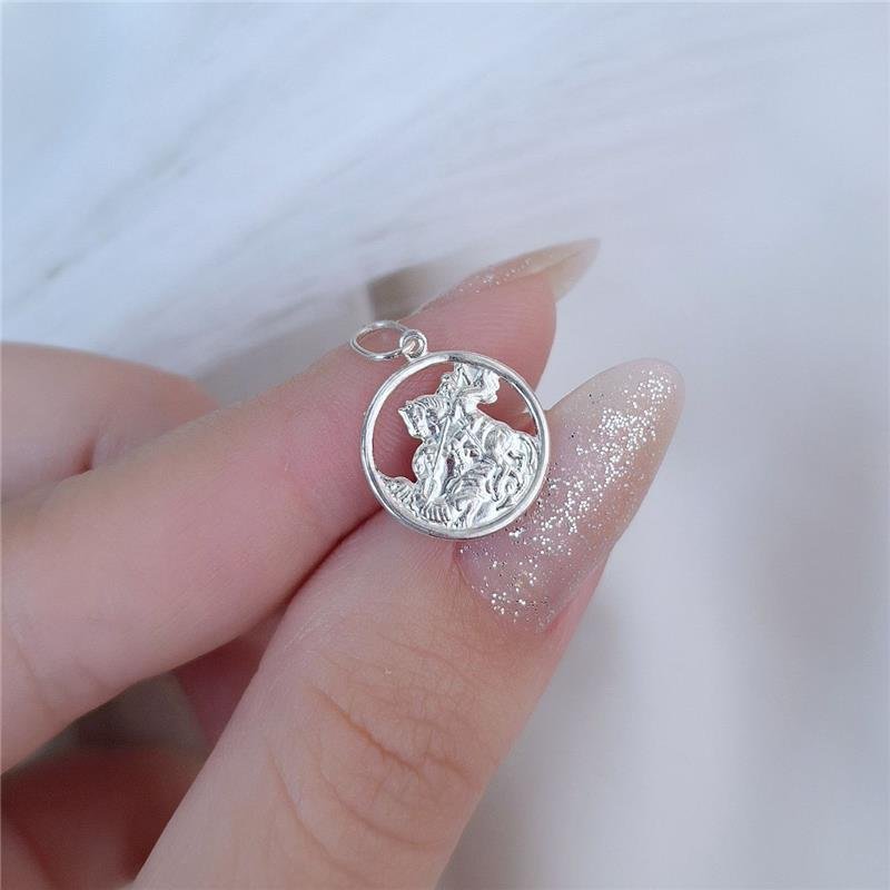 PINGENTE PRATA 925 MEDALHA SÃO JORGE VAZADA